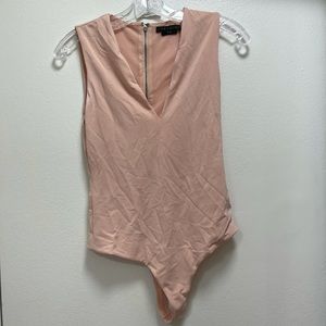 Alice + Olivia Pink Sleeveless V-Neck Bodysuit